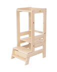 MeowBaby Wooden Kitchen Helper for Children - Natural
