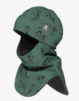 Cozy Merino Wool Balaclava for Kids in Green Dogs Print