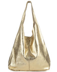 Gold Metallic Leather Hobo Shoulder Bag Ethical Sustainable Handbag Brand Brix and Bailey