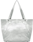 Silver Horizontal Zipped Leather Tote Brix Bailey