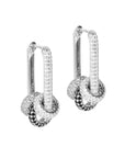 Convertible Hoop Earrings with White Zircon Accents