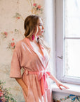 Pink Mid Length Bamboo Terry Robe for Women