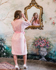 Mid-Length Bamboo Terry Robe for Women - Pink