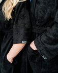 Mid-Length Bamboo Terry Robe for Women - Black