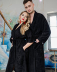 Mid-Length Bamboo Terry Robe for Women - Black