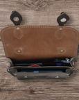 Leather Midi Satchel - Dark Brown