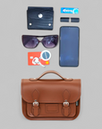 Leather Midi Satchel - Orange