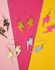 Mini silver glitter lightning bolt earrings
