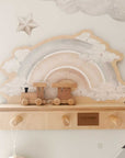Mini Wall Shelf with Blue Rainbow Design