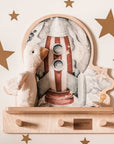 Rocketship Mini Wall Shelf with Dinosaur Design