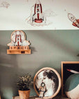 Rocketship Mini Wall Shelf with Dinosaur Design