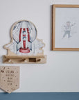 Rocketship Mini Wall Shelf with Dinosaur Design