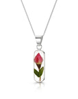 Miniature Rose Oval Pendant Necklace