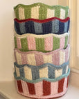 Stripy Scalloped Small Basket - Kiwi