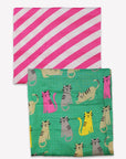 Premium Soft and Cozy Organic Cotton Muslin Blankets 2-Pack with Kitten Print and Stripes, 70 x 70 cm, GOTS Certified by Toby Tiger at brixbailey.com