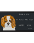 Dinner O'Clock Mat: Cavalier King Charles Spaniel Pet Bowl Mat with Royal Sass