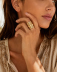 Engraved Brass Shield Ring — Nomad Crest