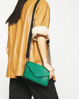 Handmade Green Leather Envelope Bag