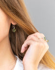 ESSENTIALS Green Amber Drop Earrings