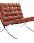 Modern Barcelona Chair And Footstool, Brown Leather