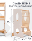 Stable Montessori Tower – Wooden Growing Chair with Cut-Out Handles – Ivory-1