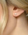Luxury celestial star stud earrings, dainty sterling silver stacking studs with shimmering textured edges by Lezzeri at brixbailey.com