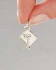 Mortar Board Graduation Cap Personalised Silver Charm