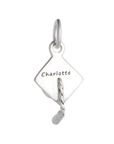 Mortar Board Graduation Cap Personalised Silver Charm