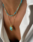 Milos Mixed Gemstone Beaded Necklace Amazonite, Copper Turquoise & Green Jade