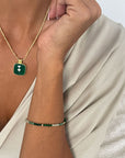 Tetra Large Square Gemstone Pendant Green Onyx