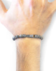 Nachi Silver and Stone Beaded Bracelet - Grey Jasper