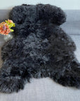 Luxury natural black Icelandic sheepskin rug, premium undyed shorn sheep hide, soft hypoallergenic fur, best-selling organic free-range throw by Wildash London at brixbailey.com