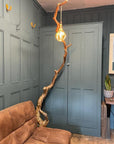 Amélie – Handcrafted Branch Floor Lamp with Reclaimed Timber Base