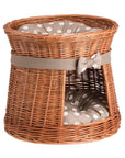 Cozy Wicker Cat House with Removable Cushions