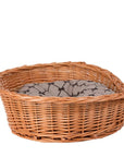 Cozy Natural Wicker Dog Bed With Cushion