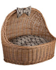 Cozy Natural Wicker Pet House with Soft Cushion