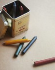 Standard Set of 10 Natural Beeswax Crayons in a Tin