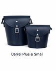Handmade Leather Barrel Bag - Navy