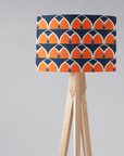 Navy Blue and Orange Drum Lampshade, Retro Geometric Arches Design Shade for Table, Floor or Ceiling Pendant Light