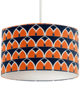 Navy Blue and Orange Drum Lampshade, Retro Geometric Arches Design Shade for Table, Floor or Ceiling Pendant Light
