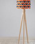 Navy Blue and Orange Drum Lampshade, Retro Geometric Arches Design Shade for Table, Floor or Ceiling Pendant Light
