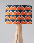 Navy Blue and Orange Drum Lampshade, Retro Geometric Arches Design Shade for Table, Floor or Ceiling Pendant Light
