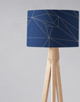 Navy Blue Drum Lampshade, Rose Gold Line Design Shade for Table, Floor or Ceiling Pendant Light