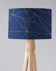 Navy Blue Drum Lampshade, Rose Gold Line Design Shade for Table, Floor or Ceiling Pendant Light