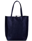 Navy Blue Pebbled Leather Tote Shopper - Brix + Bailey
