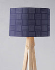 Navy Blue Drum Lampshade, White Geometric Line Design Shade for Table, Floor or Ceiling Pendant Light
