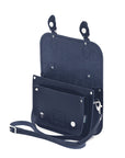 Leather Midi Satchel - Navy