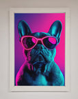 Neon French Bulldog Framed Wall Art