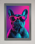Neon French Bulldog Framed Wall Art