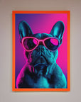 Neon French Bulldog Framed Wall Art